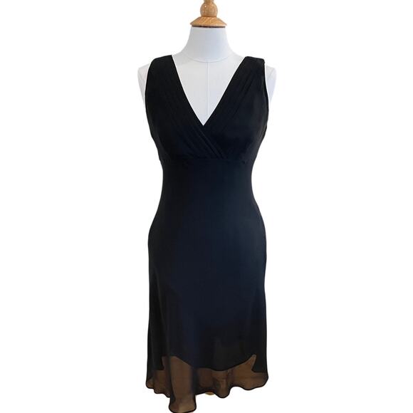 Express Black Silk Chiffon Sleeveless Cocktail Midi Dress, A-Line Size 9-10 - Picture 1 of 11